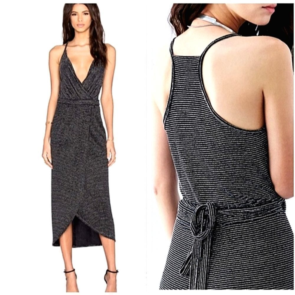 Bec & Bridge Black and Silver Wrap Dress